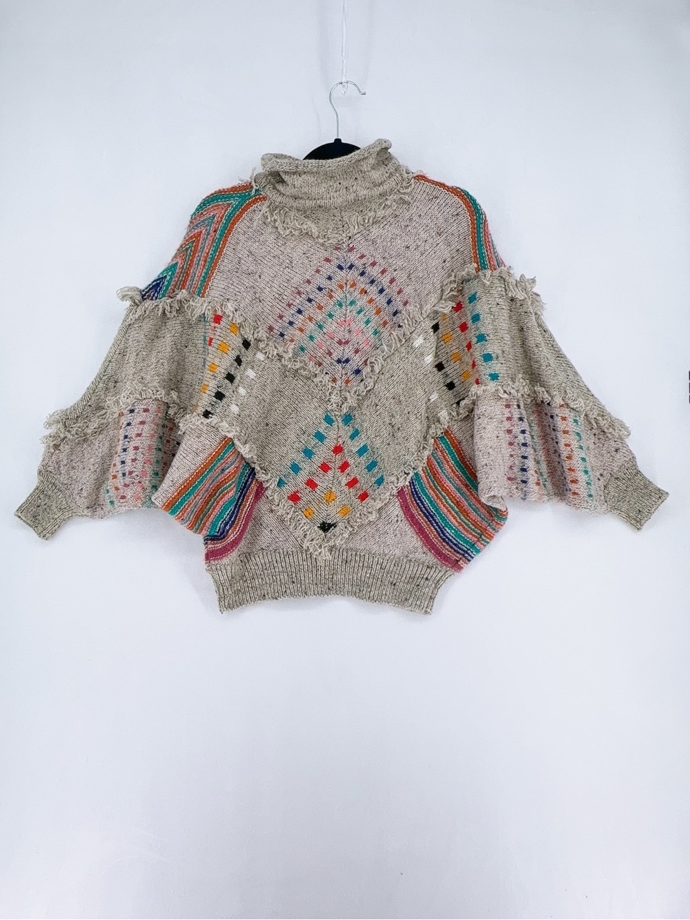 Max Bradley Vintage Fringe Multi Color Funky Sweater size M